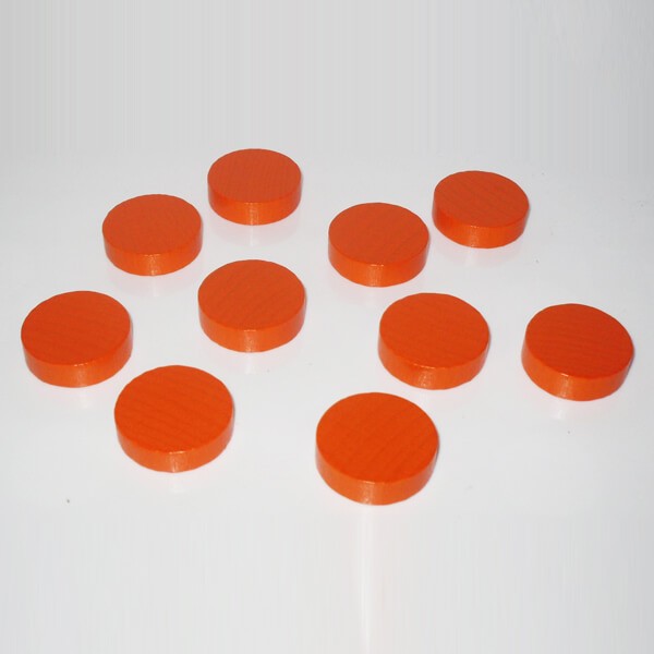 20 Spielchips, Roulette-Spielmarken, Zählchips aus Holz, orange (30 x 8 mm)