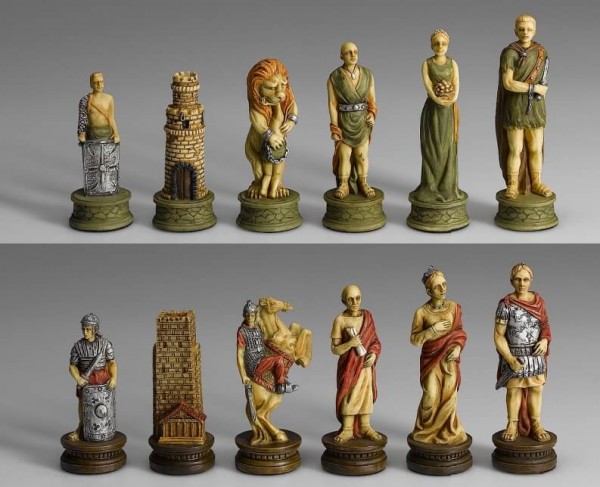 Schachfiguren Römer vs. Gladiatoren