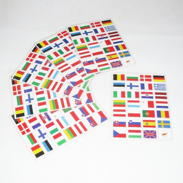 6 Stück Selbsthaftende Flaggen - Übersicht Europa (A6)