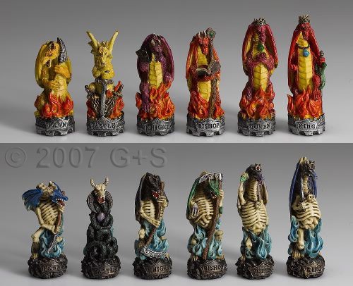 Schachfiguren Drachen farbig