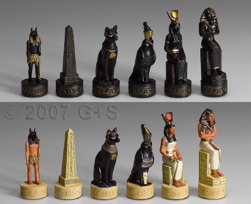 Schachfiguren Ägypten gold/schwarz