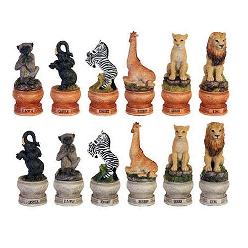 Schachfiguren Wilde Tiere